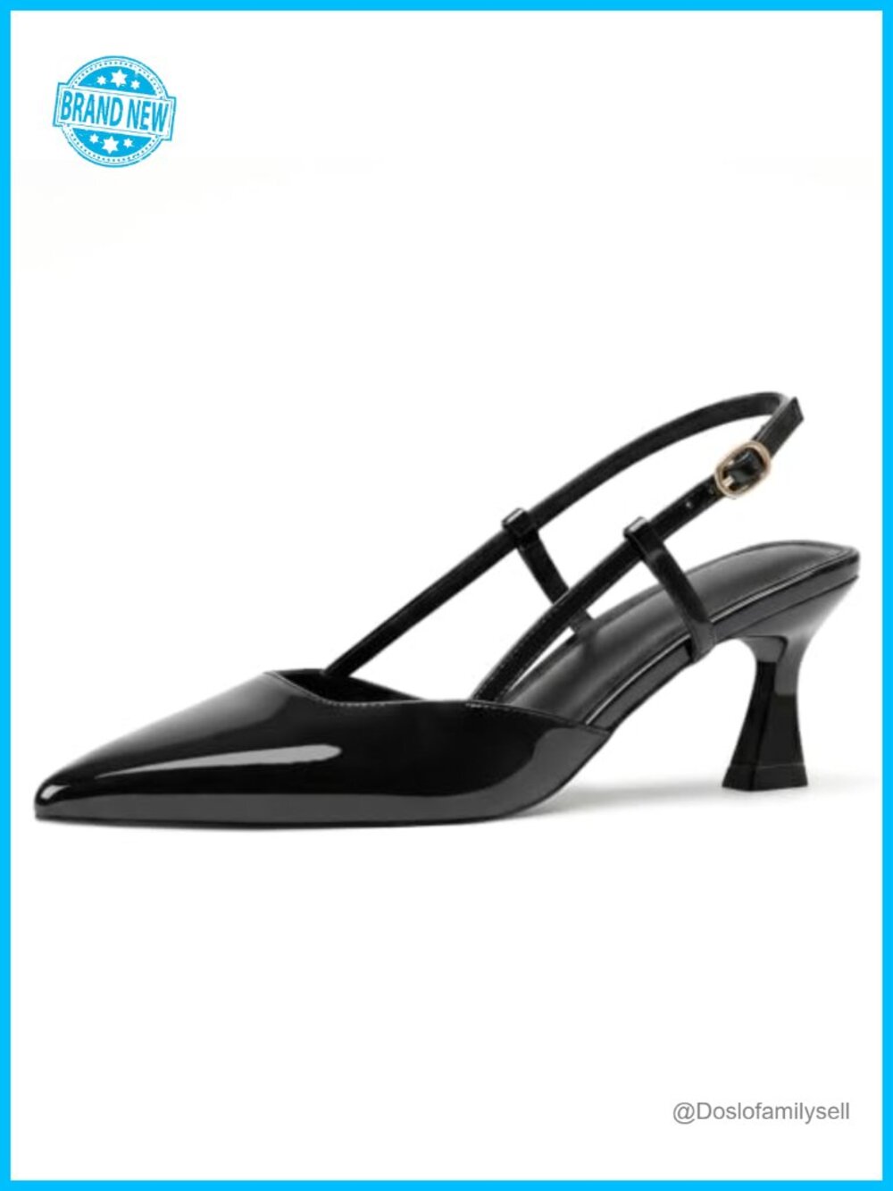 Women's Kitten Heel Slingback Pointed Toe Pump Patent Leather Formal Dress Shoe